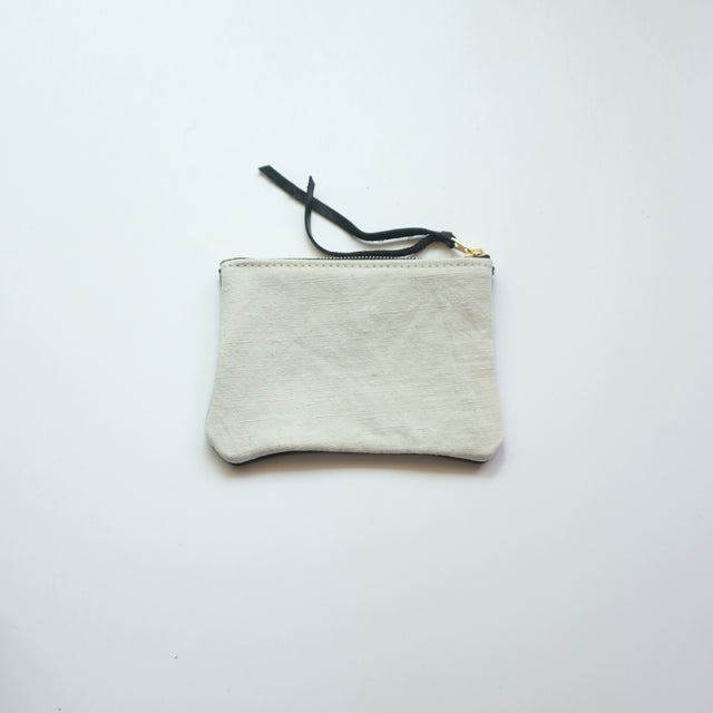 pouch S sheep leather × vintage linen