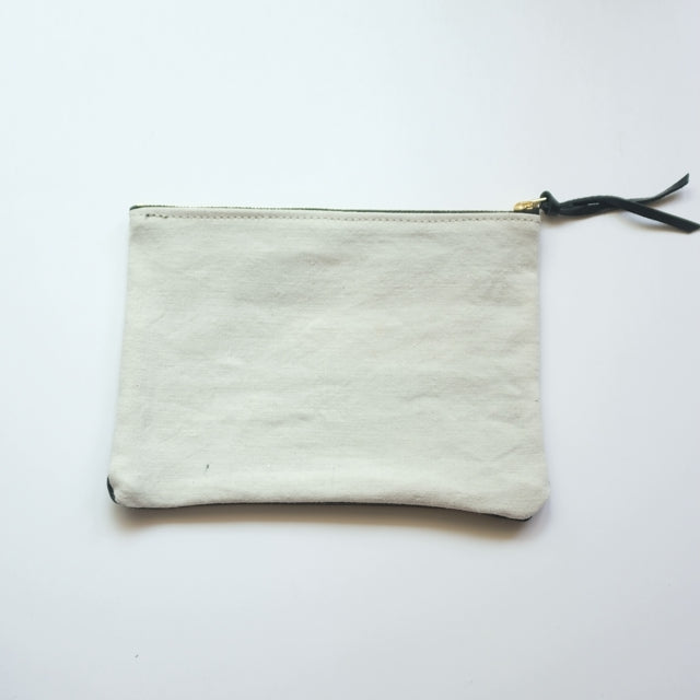 pouch L sheep leather × vintage linen